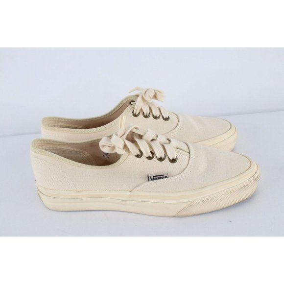 Vintage 80s 90s Vans Skateboarding Mens 8.5 Canvas Sneakers Shoes Beige USA main image 11